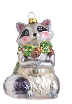 RAZ Imports – Multicolored Raccoon Glass Ornament