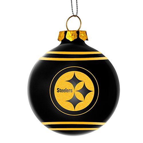 2014 NFL Football Team Glitter Logo Glass Ball Ornament – Pick Team (Pittsburgh Steelers)