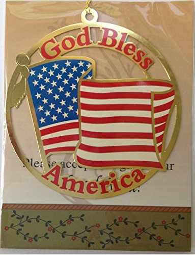 God Bless America USA US United States Flag Christmas Ornament Xmas Ornament or Window Decor Decoration Hanging Great for Patriotic and Military Supporters