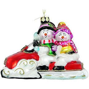 Margaret Cobane Glass Ornament – Snowmobile Buddies