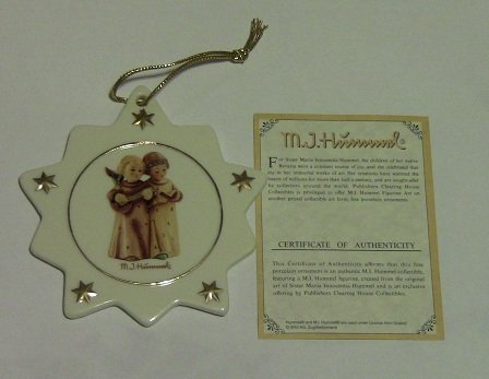 M.I. Hummel Porcelain Star Shaped Christmas Tree Ornament #B549 Angelic Song