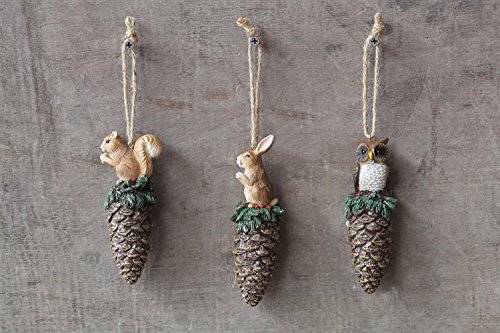 Resin Pinecone Ornament with Squirrel Perched on Top