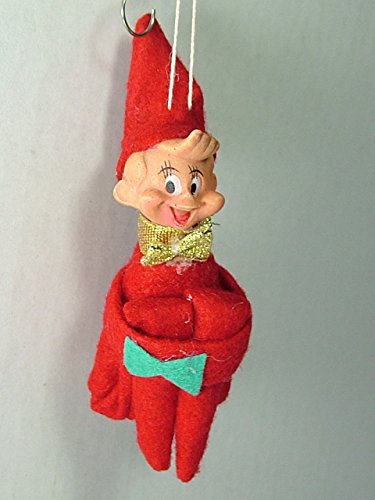 1940s Vintage Style Red Elf On A Shelf Doll Good Boy & Girl Christmas Ornament