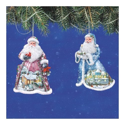 The Bradford Exchange Thomas Kinkade Sugar Coated Santa Ornament Set of 2