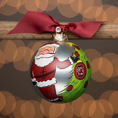 Glory Haus South Carolina Santa Glass Ball Ornament