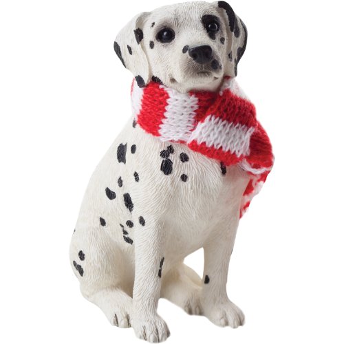 Sandicast Black Dalmatian with Red and White Scarf Christmas Ornament