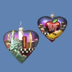 NEW – KURT ADLER GLASS HEART NEW YORK CITYSCAPE ORNAMENT C7548