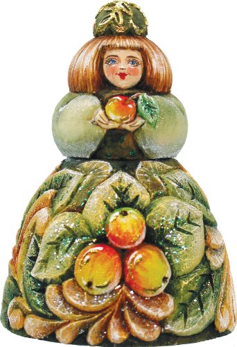 G. Debrekht Apple Maiden Bell, 2-3/4-Inch Tall, Includes Clapper, Hand-Painted