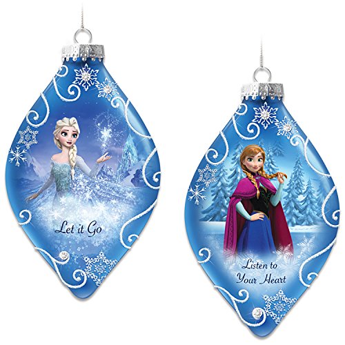 Disney FROZEN Christmas Tree Ornaments Set One: Let It Go And Listen To Your Heart With Elsa And Anna by The Bradford Exchange