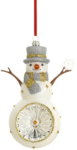 Reed & Barton Snowman with Snowflake Reflector Christmas Ornament, 5-1/2-Inch