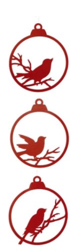 Creative Co-op Wood Ornament with Bird, Choice of Colors (red)