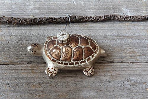 Turtle Brown Glass Glitter Christmas Tree Ornaments