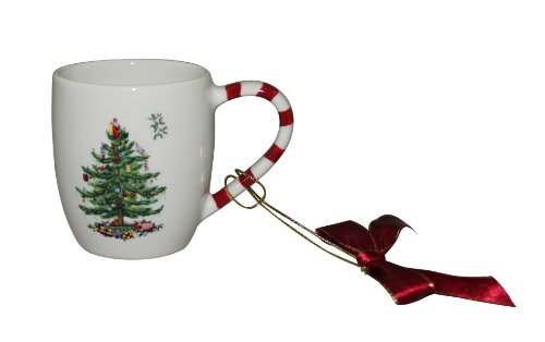 Spode Christmas Tree Mug with Candy Cane Handle Ornament