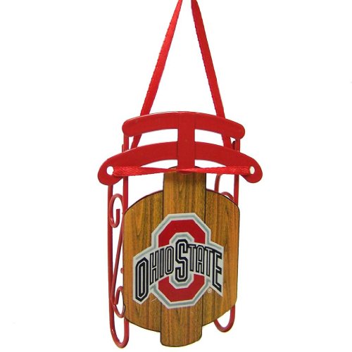 Ohio State Buckeyes Official NCAA 3.5 inch Metal Sled Christmas Ornament