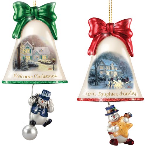 Christmas Ornaments: Thomas Kinkade Ringing In The Holidays Ornament Set: Set 5 by The Bradford Exchange