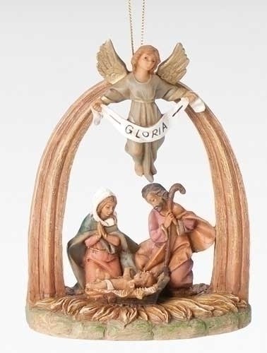 Set of 6 Fontanini Holy Family and Angel Gloria Christmas Ornaments