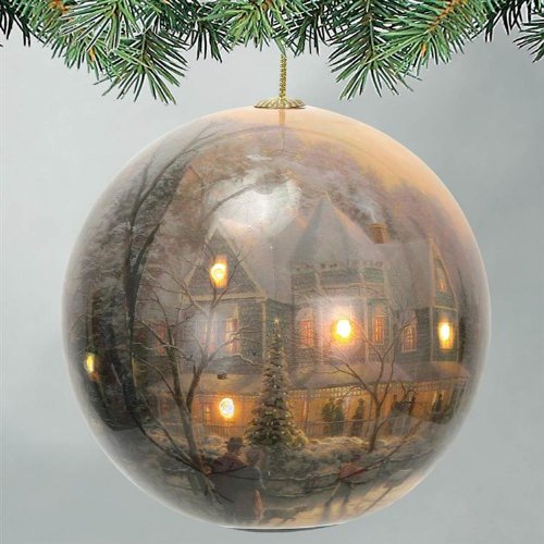 Thomas Kinkade Ornament a Holiday Gathering 1998 Lights Up