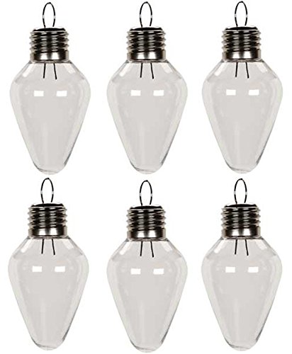 Clear Plastic Bulb Shape Ornaments 100mm (4 Inch) Pack of 12