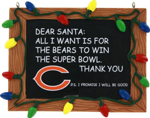 Chicago Bears Official NFL 3 inch x 4 inch Chalkboard Sign Christmas Ornament