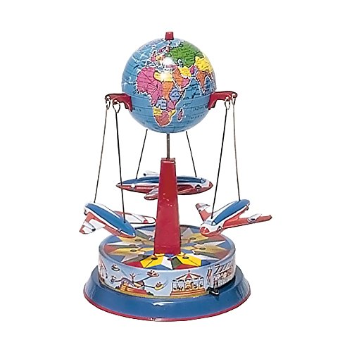 Alexander Taron German Collectible Tin Toy – Carousel with Planes – 8″H x 6″W x 6″D