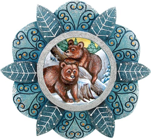 G. Debrekht Pair of Bears Snowflake Ornament, 3-1/2-Inch Tall, Includes String for Hanging