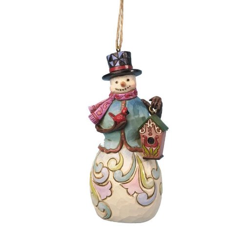 Jim Shore Department Store Series Holiday Ornament – Snowman with Bird House