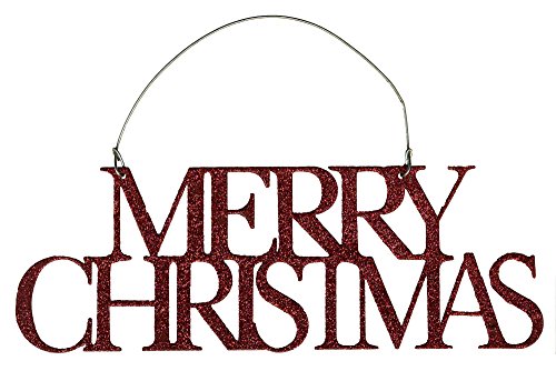 Primitives by Kathy Red Glitter Tin Word Ornament – Merry Christmas