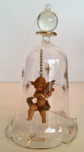 Fontanini Love 6″ Etched Glass Bell Ornament with Cherub