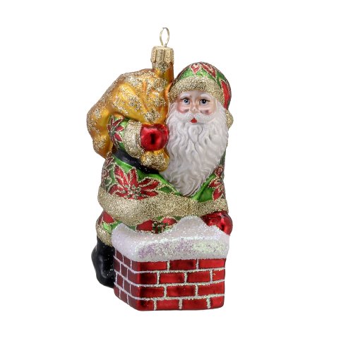 David Strand Kurt Adler Glass Santa is Coming Ornament, 5.7-Inch