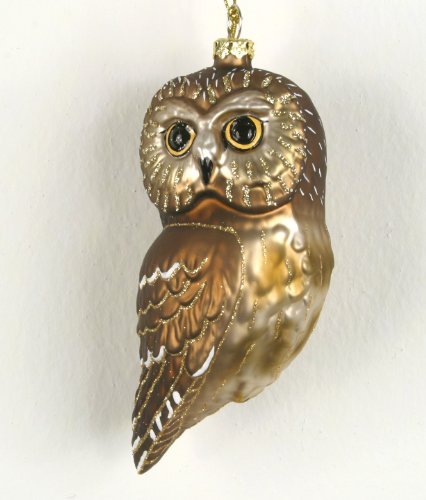 Margaret Cobane Glass Ornament – Northern Saw Whet Owl