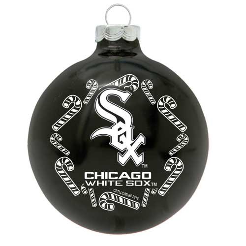 Chicago White Sox 2 5/8” Painted Round Candy Cane Christmas Tree Ornament