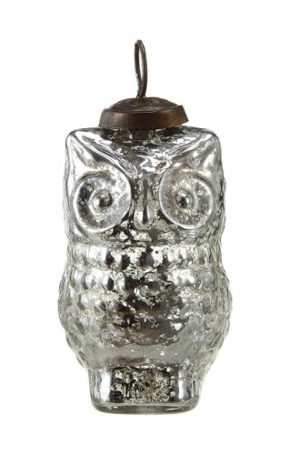 Creative Co-op Mercury Glass Owl Ornament