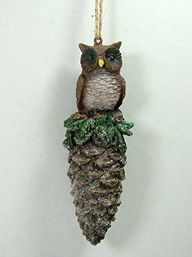 Great Horned Owl on Pinecone Woodland Animal Christmas Tree Ornament