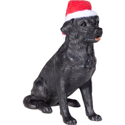 Sandicast Black Labrador Retriever with Santa Hat Christmas Ornament