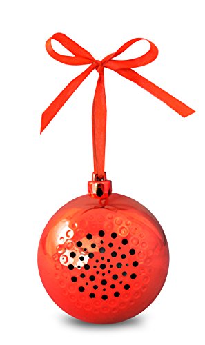Life Made Tree Tunes Christmas Ornament Bluetooth Speaker for Smartphones – Retail Packaging – Red