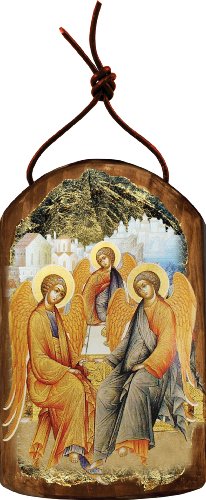 Testament Trinity 4.75″h Icon Ornament Handcrafted in Wood, Religious Gift