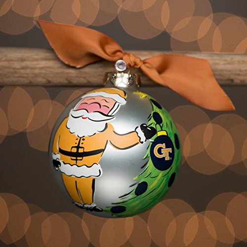 Glory Haus Georgia Tech Santa Glass Ball Ornament