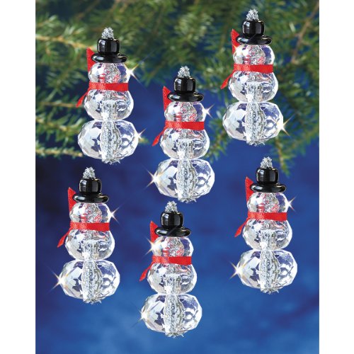 Beadery Holiday Beaded Ornament Kit, Faceted Elegant Snowmen, 2 by 1-Inch Makes 12