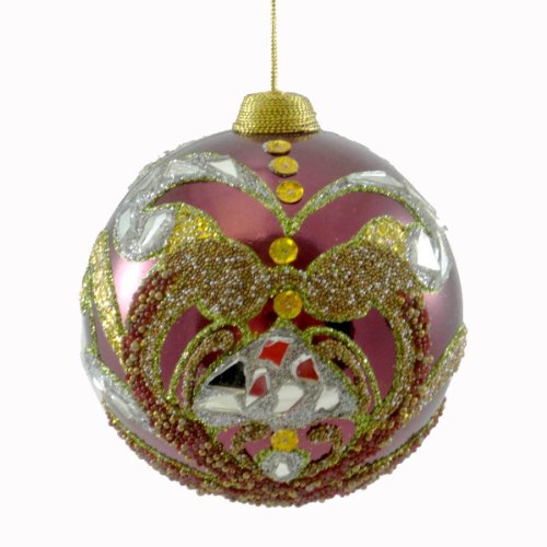 Holiday Ornament MIRROR BAROQUE BALL BURGUNDY B0264 Christmas Jim Marvin New