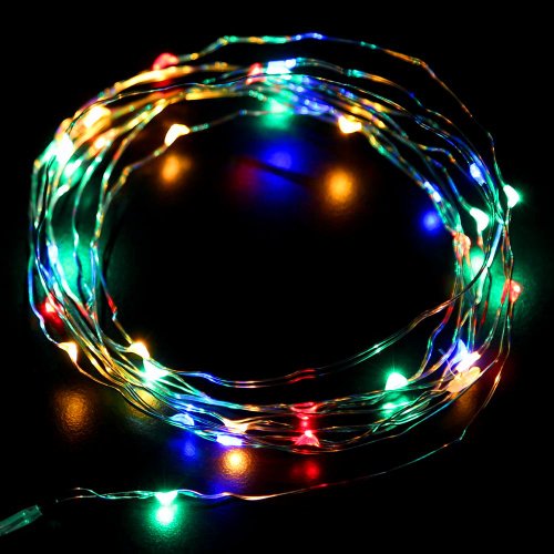 10ft (3m) 30LEDs RGBY Fairy LED Wire String Lights – Multicolor Starry Starry Lights w/ Timer Battery Box for Festival, Christmas, Holiday, Wedding and Party – Waterproof, Battery Operated THL-06