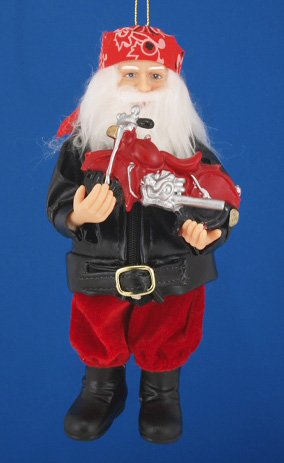 Santa’s Workshop Motorcycle Rider Santa Christmas Ornament