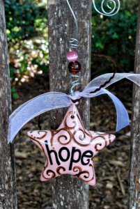 Glory Haus Pink “Hope” Puff Star Ornament