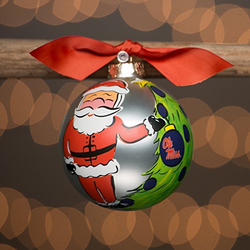 Glory Haus Ole Miss Santa Glass Ball Ornament