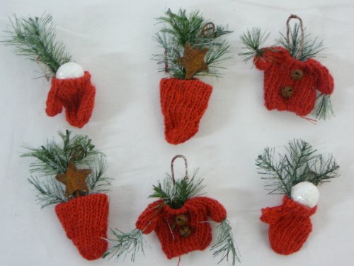 2″ Mini Knit Ornaments – Red, Box of 6