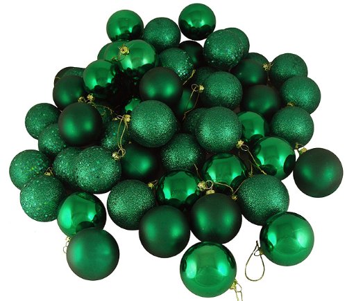 Vickerman 4-Finish Ornament Set, Includes 96 Per Box, 1.6-Inch, Emerald Green