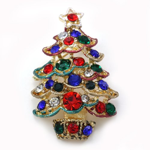 Christmas Tree Brooch Pin Colorful Lights & Ornaments Christmas Jewelry