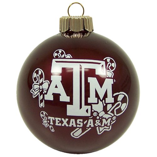 TEXAS A&M AGGIES OFFICIAL TEAM LOGO GLASS BALL CHRISTMAS ORNAMENT