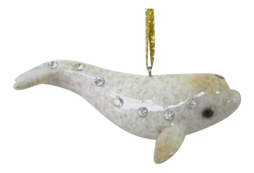 Jeweled Beluga Whale Christmas Holiday Ornament December Diamonds