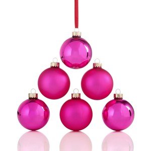 Holiday Lane Pink Set of 6 Ball Christmas Holiday Ornaments