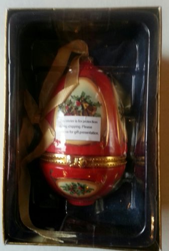 Mr Christmas Porcelain Musical Ornament Red Egg Music Box, “JOY TO THE WORLD”